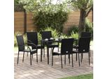 Vidaxl Sedie Da Giardino Impilabili 6 Pz. Poli Rattan Nero