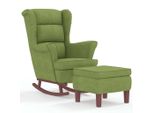 Sedia A Dondolo E Sgabello Con Gambe In Legno Velluto Verde Chiaro