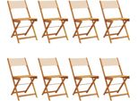 Vidaxl Sedie Da Giardino 8 Pz. Pieghevoli In Tessuto Beige E Legno Massiccio