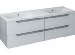 Sapho Wave - Mobile Lavabo Doppio 1500X500X480 Mm, Rovere Bianco/Argento WA150-3011