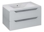 Sapho Wave - Mobile Lavabo 800X450X480 Mm, 2 Cassetti, Rovere Bianco/Argento WA080-3011