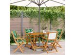 Vidaxl Sedie Da Giardino 4 Pz. Pieghevoli In Tessuto Verde E Legno Massiccio