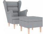 Vidaxl Poltrona Con Poggiapiedi In Tessuto Grigio Chiaro