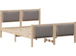 Vidaxl Struttura Letto Marrone E Taupe 135 X 190 Cm In Legno Di Pino Massiccio