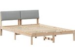 Vidaxl Struttura Letto Marrone E Grigio Chiaro 140 X 190 Cm In Legno Di Pino Massiccio