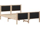 Vidaxl Struttura Letto Marrone E Nera 135 X 190 Cm In Legno Massiccio Di Pino