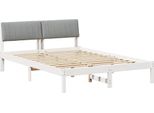 Vidaxl Struttura Letto Bianco E Grigio Chiaro 140 X 190 Cm In Legno Di Pino Massiccio