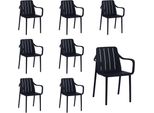 Set Di 8 Sedie Da Giardino Vortivo Nere - Impilabili, Resistenti Alle Intemperie, Ai Raggi Uv E Fino A 200 Kg. Per Balcone, Terrazza, Giardino E Sala Da Pranzo.
