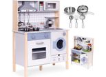 Cucina Da Gioco In Legno Per Bambini Con Suoni, Led, Forno, Lavatrice, Accessori Da Cucina Ecotoys