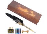 Penna Calligrafia Scrittura Vintage Set Metallo Retrò Dip Quill Kit Con Astuccio Inchiostro Sp270Nero