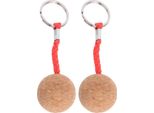 2 Pezzi Portachiavi Galleggianti In Sughero, Palla In Legno, Portachiavi, Galleggiante, Barca A Vela, Canoa, Sport Acquatici, Accessori, Corda Rossa