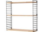 Metaltex 377607336 Scaffale Tomado Con 3 Ripiani In Legno Di Faggio E Guide Laterali In Nero / Scaffale Pensile / Sistema Di Scaffalatura Tomado