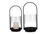 Casablanca Windlicht, "Lantern"", Glas, Metall, Klar, Schwarz, , L. 15,5 Cm, B. 16 Cm, H. 36 Cm, D. 16 Cm 84086"