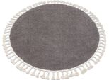 Tappeto Berber 9000 Cerchio Maro Frange Berbero Marocchino Shaggy Marrone Ruota 120 Cm