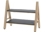 Etagere In Ardesia A 2 Piani - 32 Cm - Supporto A 2 Piani - Piatto Da Portata Con Struttura In Legno