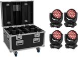 Eurolite Set 4X Led TMH-X4 Testa Mobile Wash Zoom + Custodia Eu Con Ruote