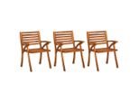 Vidaxl Sedie Da Pranzo Da Giardino Con Cuscini 3 Pz. Legno Massiccio Di Acacia