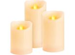 Candele Magichome Natale, Set 3 Pz, Led, 3Xaaa, Cera Vera, Illuminazione Semplice, Timer, Fiamma Mobile, 7,5X10; 12,5; 15 Cm