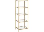 Libreria Vasagle, Libreria A 5 Livelli, Scaffale Sottile Per Camera Da Letto, Bagno, Ufficio, Vetro Temperato, Struttura In Acciaio, Oro ULGT029A01