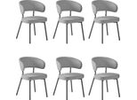 Vasagle Sedie Per Sala Da Pranzo, Set Di 6, Sedie Da Cucina, Sedie Imbottite, Sedie Lounge, Gambe In Metallo, Moderne, Per Sala Da Pranzo, Cucina, Grigio Scuro LDC116G01