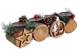 Composizione Dell'avvento HWC-M14 Con Portacandele, D'avvento In Legno 12X41X12Cm ~ Senza Candele