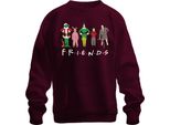 Friends Christmas Movies Cartoon - Christmas Xmas Maglia Natalizia Unisex, Bordeaux, Xxl