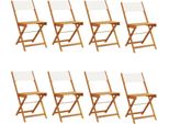 Vidaxl Sedie Da Giardino 8 Pz. Pieghevoli In Tessuto Bianco Crema E Legno Massiccio