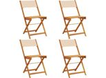 Vidaxl Sedie Da Giardino 4 Pz. Pieghevoli In Tessuto Beige E Legno Massiccio