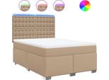 Vidaxl Materasso Per Letto A Molle Insacchettate Cappuccino-Marrone 160X200 Cm In Pelle Finta
