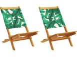 Vidaxl Sedie Da Giardino 8 Pz. Pieghevoli In Tessuto Verde E Legno Massiccio