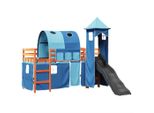 Vidaxl Letto A Soppalco Per Bambini Con Torre Blu 80X200 Cm In Legno Di Pino Massiccio