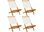 Vidaxl Sedie Da Giardino 4 Pz. Pieghevoli In Tessuto Bianco Crema E Legno Massiccio