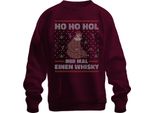 Ho Ho Ho Get Me A Whisky Sloth - Ugly Christmas Sweater Pullover Unisex, Burgundy, M