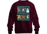 Renna Babbo Natale Pupazzo Di Neve - Regalo Di Natale Maglione Di Natale Unisex, Borgogna, Xl