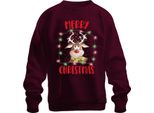 Renna Di Natale Con Luci Fatate - Regalo Di Natale Maglione Di Natale Unisex, Borgogna, Xl