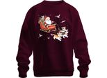 Gattino Con Slitta Di Babbo Natale - Regalo Di Natale Maglione Di Natale Unisex, Borgogna, 3XL