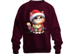 Catena Di Luci Per Gatti - Regalo Di Natale Maglione Di Natale Unisex, Borgogna, 3XL
