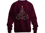 Albero Di Natale Con Luci Fatate - Regalo Di Natale Maglione Di Natale Unisex, Borgogna, 3XL