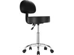 Succebuy Sgabello Rotante Con Schienale E Ruote, Portata 204 Kg, Regolabile In Altezza, In Finto Cuoio Ispessita, Per Salone, Spa, Tatuaggio, Clinica, Nero