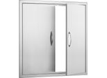 Succebuy 790X790Mm Doppia Porta Di Accesso Al Barbecue, Porta Verticale Ad Incasso In Acciaio Inossidabile Con Maniglie, Porta Per Cucina Esterna Per Isola Barbecue E Stazione Grill
