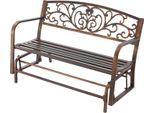 Succebuy Panca Da Giardino 127 Cm Con Portata 250 Kg, Panca Da Patio In Robusto Acciaio Al Carbonio, Panca Da Balcone Con Braccioli, Panca Da Veranda Per Giardino, Parco, Cortile E Patio, Design Bronzo Antico