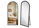 Specchio A Figura Intera Aiorber 160X50Cm, Appoggio E Montaggio A Parete, Cornice In Legno Massiccio, Grande, Design Moderno, Nero / Marrone / Bianco