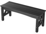 Succebuy Panca Da Giardino 113 Cm, Panca Resistente Alle Intemperie Con Pedane Regolabili E Struttura Robusta, Panca In Plastica Per Patio, Giardino, Parco O Veranda, Nero