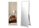 Specchio A Figura Intera Aiorber 160X50Cm, Cornice In Legno Massiccio, A Libera Installazione E A Parete, Specchio Grande, Bianco/Marrone/Nero