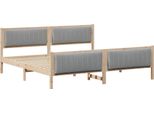 Vidaxl Struttura Letto Marrone E Grigio Chiaro 200 X 200 Cm In Legno Di Pino Massiccio