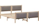 Vidaxl Struttura Letto Marrone E Tortora 150 X 200 Cm In Legno Di Pino Massiccio