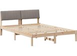 Vidaxl Struttura Letto Marrone E Taupe 135 X 190 Cm In Legno Di Pino Massiccio