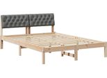 Vidaxl Struttura Letto Marrone E Grigio Scuro 140 X 200 Cm In Legno Di Pino Massiccio