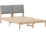 Vidaxl Struttura Letto Marrone E Grigio Chiaro 140 X 200 Cm In Legno Di Pino Massiccio