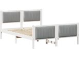 Vidaxl Struttura Letto Bianco E Grigio Chiaro 135 X 190 Cm In Legno Di Pino Massiccio